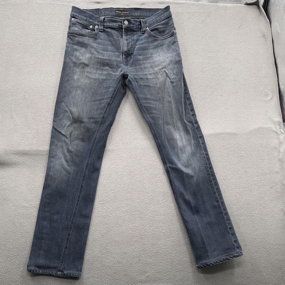 Nudie Jeans Co Thin Finn Jeans Mens 32x34 (Fits 32/30) Gray Medium Wash Slim
